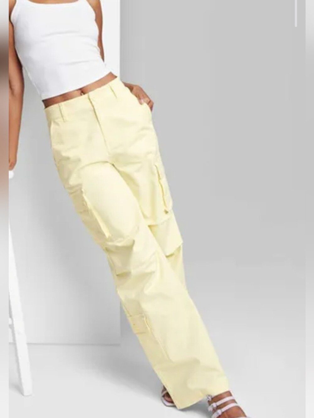Wild Fable Women's High-Rise Cargo Utility Pants, Medium - Light Yellow Nw